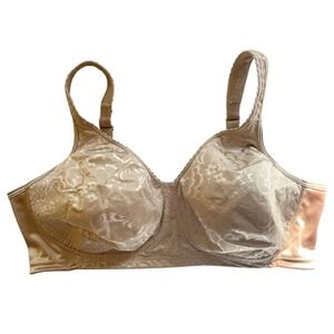 Playtex Secrets‎ Underwire Bra Floral Jacquard Full Coverage Beige 40D Plus Size